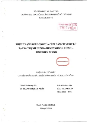 Khóa luận tốt nghiệp phát triển nông thôn thực trạng đời sống của cụm dân cư vượt lũ tại xã thạnh hưng huyện giồng riềng tỉnh kiên giang