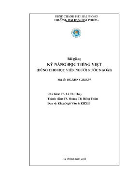 Bài giảng kỹ năng đọc tiếng việt dùng cho học viên người nước ngoài
