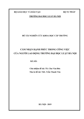 Đề tài nghiên cứu khoa học cấp trường cảm nhận hạnh phúc trong công việc của người lao động trường đại học luật hà nội