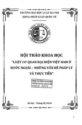 Kỷ yếu hội thảo khoa học cấp khoa luật cơ quan đại diện việt nam ở nước ngoài những vấn đề pháp lý và thực tiễn