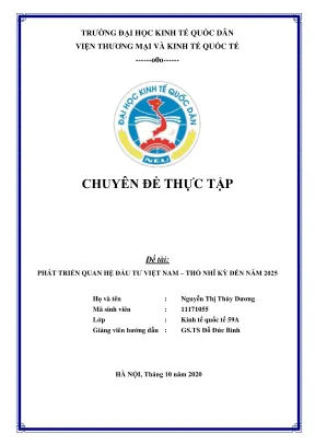 Chuyên đề thực tập phát triển quan hệ đầu tư việt nam thổ nhĩ kỳ đến năm 2025