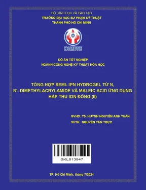 Đồ án tốt nghiệp công nghệ kỹ thuật hóa học tổng hợp semi ipn hydrogel từ n n dimethylacrylamide và maleic acid ứng dụng hấp thu ion đồng ii đồ án tốt nghiệp ngành công nghệ kỹ thuật hóa học