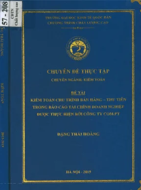 Chuyên đề thực tập kiểm toán chu trình bán hàng thu tiền trong báo cáo tài chính doanh nghiệp được thực hiện bởi công ty com pt