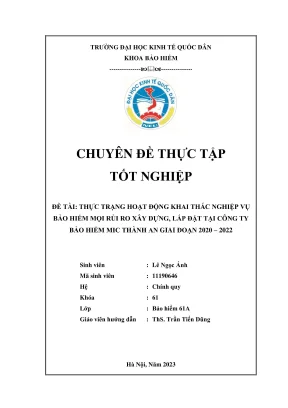 Thực trạng hoạt động khai thác nghiệp vụ bảo hiểm mọi rủi ro xây dựng lắp đặt tại công ty bảo hiểm mic thành an