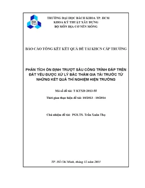 Đề tài nghiên cứu khoa học cấp trường phân tích ổn định trượt sâu công trình đắp trên đất yếu được xử lý bấc thấm gia tải trước từ những kết quả thí nghiệm hiện trường