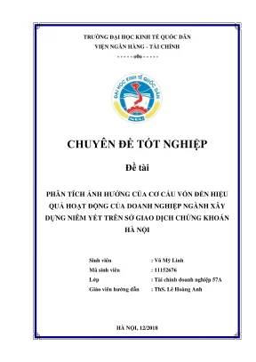 Chuyên đề tốt nghiệp phân tích ảnh hưởng của cơ cấu vốn đến hiệu quả kinh doanh của doanh nghiệp ngành xây dựng niêm yết trên sgd chứng khoán hà nội