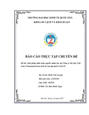 Chuyên đề thực tập giải pháp phát triển nguồn nhân lực tại công ty du lịch việt nam vietnamtourism thời kỳ sau đại dịch covid 19