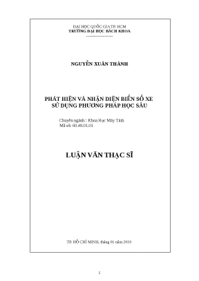 Luận văn thạc sĩ khoa học máy tính phát hiện và nhận diện biển số xe sử dụng phương pháp học sâu