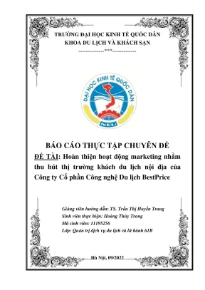 Chuyên đề thực tập hoàn thiện hoạt động marketing nhằm thu hút thị trường khách du lịch nội địa của công ty cổ phần công nghệ du lịch bestprice