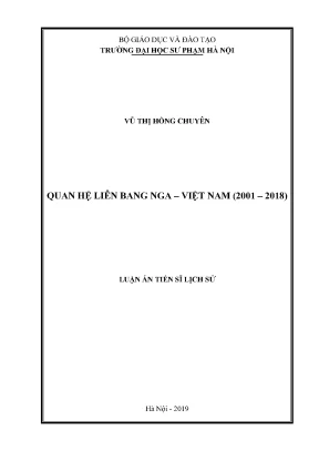 Luận án tiến sĩ lịch sử quan hệ liên bang nga việt nam 2001 2018