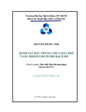 Luận văn thạc sĩ địa chất dầu khí ứng dụng đánh giá đặc trưng chứa dầu khí tầng mioxen dưới mỏ bạch hổ