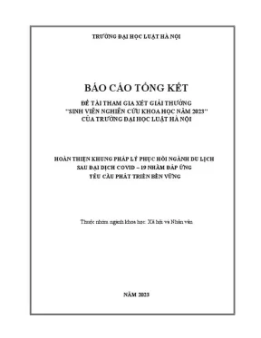Đề tài nghiên cứu khoa học hoàn thiện khung pháp lý phục hồi ngành du lịch sau đại dịch covid19 nhằm đáp ứng yêu cầu phát triển bền vững
