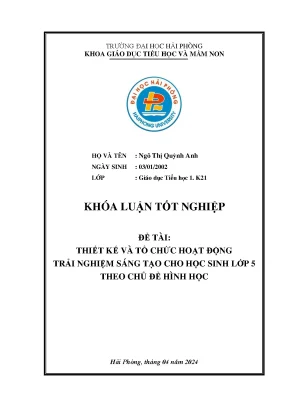 Khóa luận tốt nghiệp giáo dục tiểu học thiết kế và tổ chức hoạt động trải nghiệm sáng tạo cho học sinh lớp 5 theo chủ đề hình học