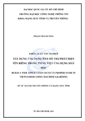 Khóa luận tốt nghiệp truyền thông và mạng máy tính xây dựng ứng dụng web hỗ trợ phát hiện tên riêng trong tiếng việt ứng dụng máy học