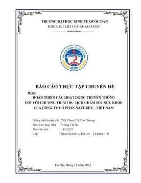 Chuyên đề thực tập hoàn thiện các hoạt động truyền thông đối với chương trình du lịch chăm sóc sức khỏe của công ty cổ phần naturex việt nam