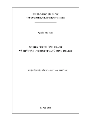 Luận án tiến sĩ khoa học môi trường nghiên cứu sự hình thành và phát tán hydrosunfua từ sông tô lịch