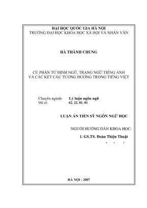 Luận án tiến sĩ ngôn ngữ học cú phân từ định ngữ trạng ngữ tiếng anh và các kết cấu tương đương trong tiếng việt