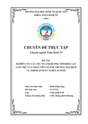 Chuyên đề thực tập nghiên cứu các yếu tố ảnh hưởng tới động lực làm việc của nhân viên ngành thương mại dịch vụ nhóm từ 18 đến 35 tuổi