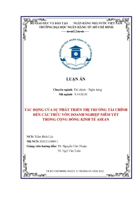 Tác động của sự phát triển thị trường tài chính đến cấu trúc vốn doanh nghiệp niêm yết trong cộng đồng kinh tế asean