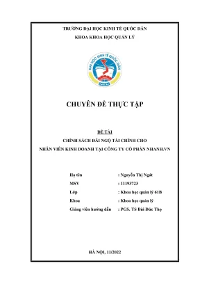 Chuyên đề thực tập chính sách đãi ngộ tài chính cho nhân viên kinh doanh tại công ty cổ phần nhanh vn
