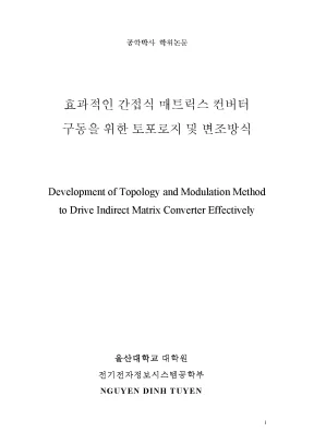 Luận án tiến sĩ development of topology and modulation method to drive indirect matrix converter effectively