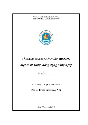 Tài liệu tham khảo một số từ vựng thông dụng hàng ngày