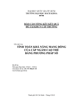 Đề tài nghiên cứu khoa học cấp trường tính toán khả năng mang dòng của cáp ngầm cao thế bằng phương pháp số
