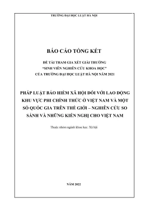 Đề tài sinh viên nghiên cứu khoa học pháp luật bảo hiểm xã hội đối với lao động khu vực phi chính thức ở việt nam và một số quốc gia trên thế giới nghiên cứu so sánh và những kiến nghị cho việt nam