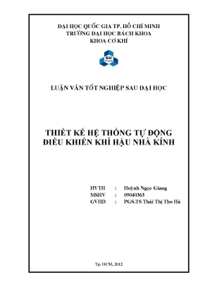 Luận văn thạc sĩ công nghệ chế tạo máy thiết kế hệ thống tự động điều khiển khí hậu nhà kính