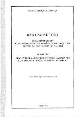 Đề tài sinh viên nghiên cứu khoa học quản lý thuế và hoạt động thương mại trên nền tảng internet những vấn đề pháp lý đặt ra