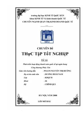 Chuyên đề thực tập tốt nghiệp phát triển hoạt động thanh toán quốc tế tại ngân hàng công thương phúc yên