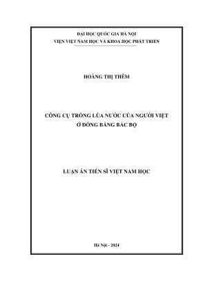 Luận án tiến sĩ việt nam học công cụ trồng lúa nước của người việt ở đồng bằng bắc bộ