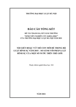 Đề tài sinh viên nghiên cứu khoa học tội giết hoặc vứt bỏ con mới đẻ trong bộ luật hình sự năm 2015 so sánh với pháp luật hình sự một số nước trên thế giới