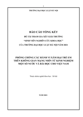 Đề tài sinh viên nghiên cứu khoa học phòng chống các hành vi xâm hại trẻ em trên không gian mạng nhìn từ kinh nghiệm một số nước và bài học cho việt nam