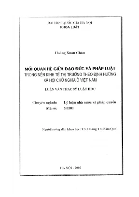 Luận văn thạc sĩ luật học mối quan hệ giữa đạo đức và pháp luật trong nền kinh tế thị trường theo định hướng xã hội chủ nghĩa ở việt nam