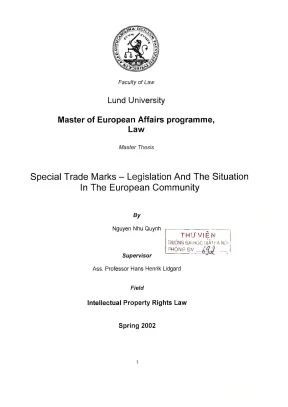 Luận văn thạc sĩ luật học special trade marks legislation and the situation in the european community