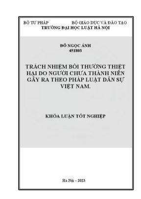 Khóa luận tốt nghiệp trách nhiệm bồi thường thiệt hại do người chưa thành niên gây ra theo pháp luật dân sự việt nam