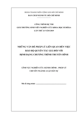 Đề tài sinh viên nghiên cứu khoa học những vấn đề pháp lý liên quan đến việc bảo hộ quyền tác giả đối với định dạng chương trình truyền hình