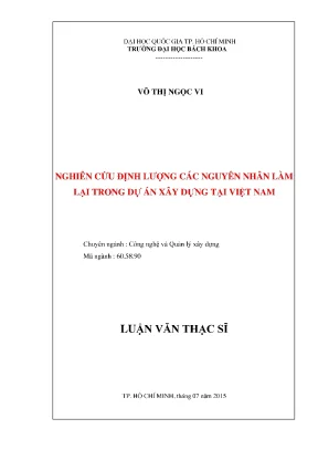 Luận văn thạc sĩ quản lý xây dựng nghiên cứu định lượng các nguyên nhân làm lại trong dự án xây dựng tại việt nam