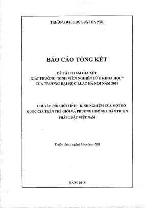 Đề tài sinh viên nghiên cứu khoa học chuyển đổi giới tính kinh nghiệm của một số quốc gia trên thế giới và phương pháp hoàn thiện pháp luật việt nam
