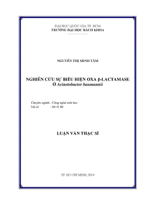 Luận văn thạc sĩ công nghệ sinh học nghiên cứu sự biểu hiện oxa blactamase ở acinetobacter baumannii