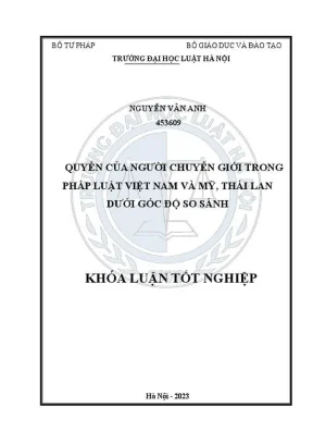 Khóa luận tốt nghiệp quyền của người chuyển giới trong pháp luật việt nam và mỹ thái lan dưới góc độ so sánh