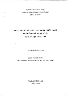 Khóa luận tốt nghiệp phát triển nông thôn thực trạng và giải pháp phát triển nghề thủ công mỹ nghệ sò ốc tỉnh bà rịa vũng tàu
