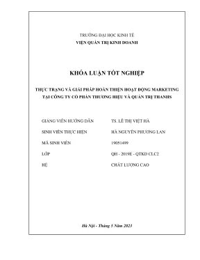 Khóa luận tốt nghiệp thực trạng và giải pháp hoàn thiện hoạt động marketing tại công ty cổ phần thương hiệu và quản trị thanhs