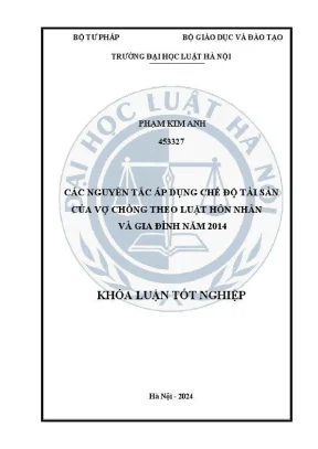 Khoá luận tốt nghiệp các nguyên tắc áp dụng chế độ tài sản của vợ chồng theo luật hôn nhân và gia đình năm 2014