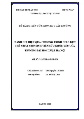 Đề tài nghiên cứu khoa học cấp trường đánh giá hiệu quả chương trình giáo dục thể chất cho sinh viên sức khoẻ yếu của trường đại học luật hà nội
