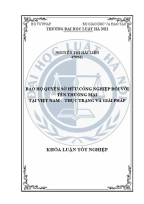 Khóa luận tốt nghiệp bảo hộ quyền sở hữu công nghiệp đối với tên thương mại tại việt nam thực trạng và giải pháp