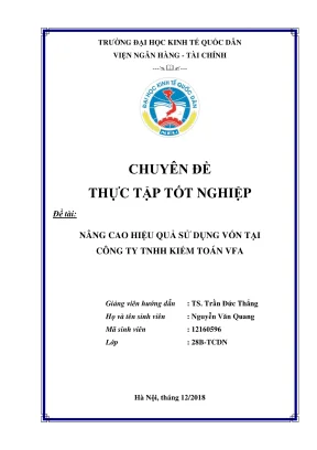Chuyên đề thực tập tốt nghiệp nâng cao hiệu quả sử dụng vốn tại công ty tnhh kiểm toán vfa
