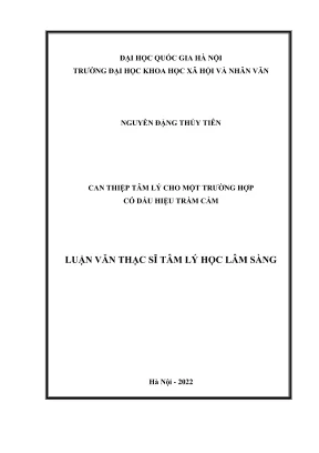 Luận văn thạc sĩ tâm lý học can thiệp tâm lý cho một trường hợp có dấu hiệu trầm cảm
