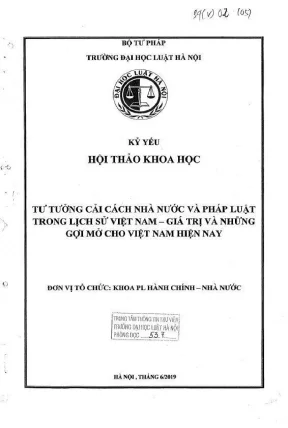 Kỷ yếu hội thảo khoa học cấp khoa tư tưởng cải cách nhà nước và pháp luật trong lịch sử việt nam giá trị và những gợi mở cho việt nam hiện nay